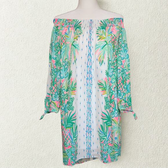 Lilly Pulitzer Women's Maryellen Off-the-shoulder Dress Resort White Size M - Picture 3 of 13
